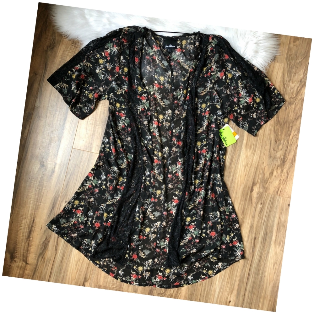 NEW Sam Edelman Chiffon Lace Floral Robe, Small